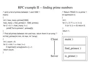 RPC example II -- finding prime numbers