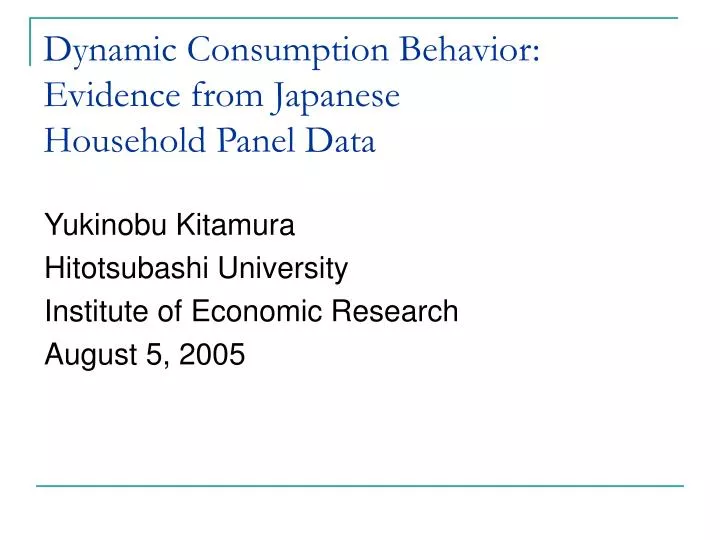 dynamic consumption behavior evidence from japanese household panel data