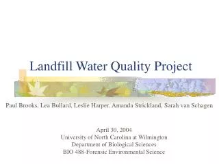 Landfill Water Quality Project