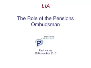 LIA The Role of the Pensions Ombudsman