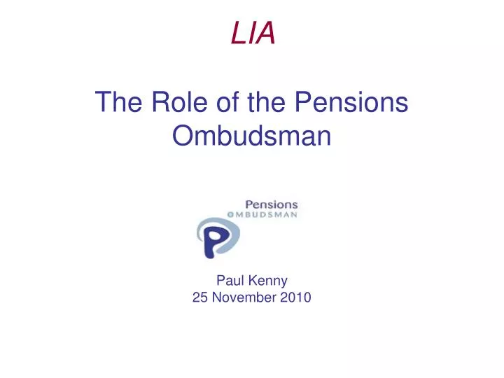 lia the role of the pensions ombudsman