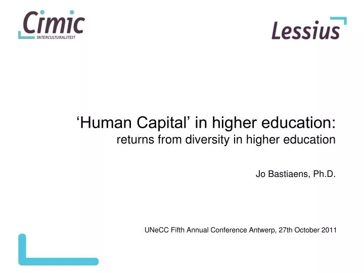 human capital in higher education returns from diversity in higher education jo bastiaens ph d