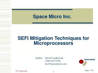 SEFI Mitigation Techniques for Microprocessors