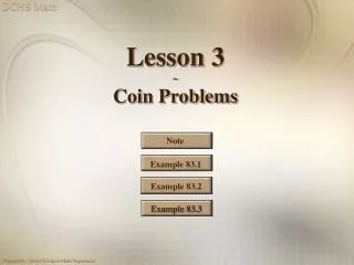 Lesson 3 ~ Coin Problems