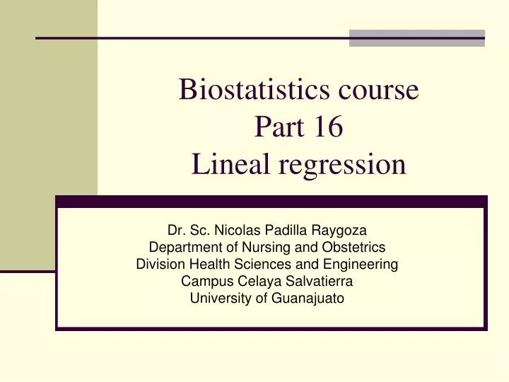 biostatistics course part 16 lineal regression