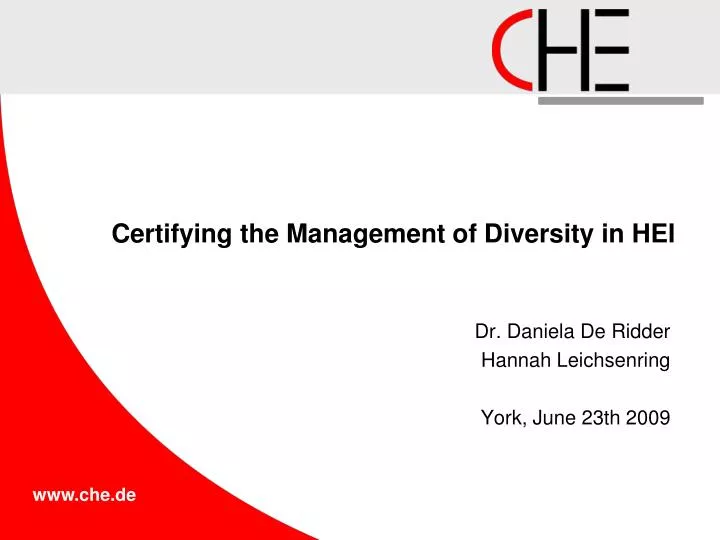 certifying the management of diversity in hei