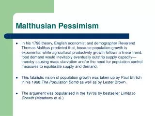 Malthusian Pessimism
