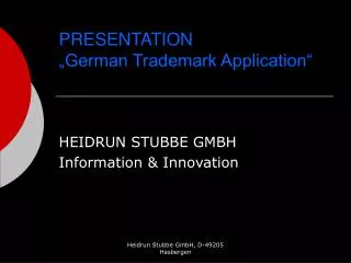 PRESENTATION „German Trademark Application“