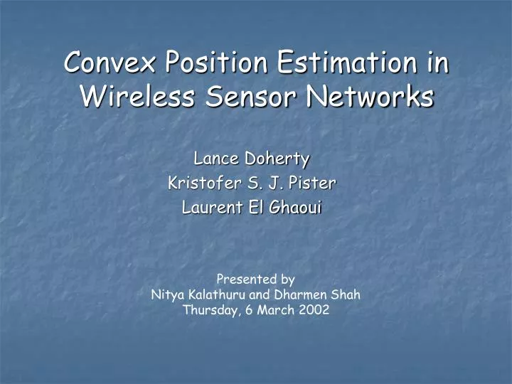 convex position estimation in wireless sensor networks