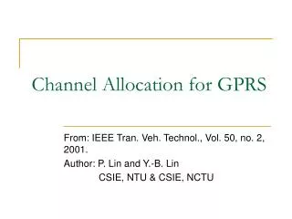 Channel Allocation for GPRS