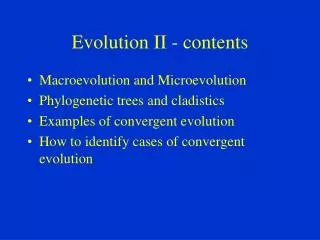 Evolution II - contents