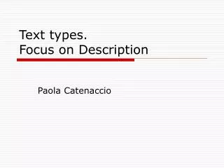 Text types. Focus on Description