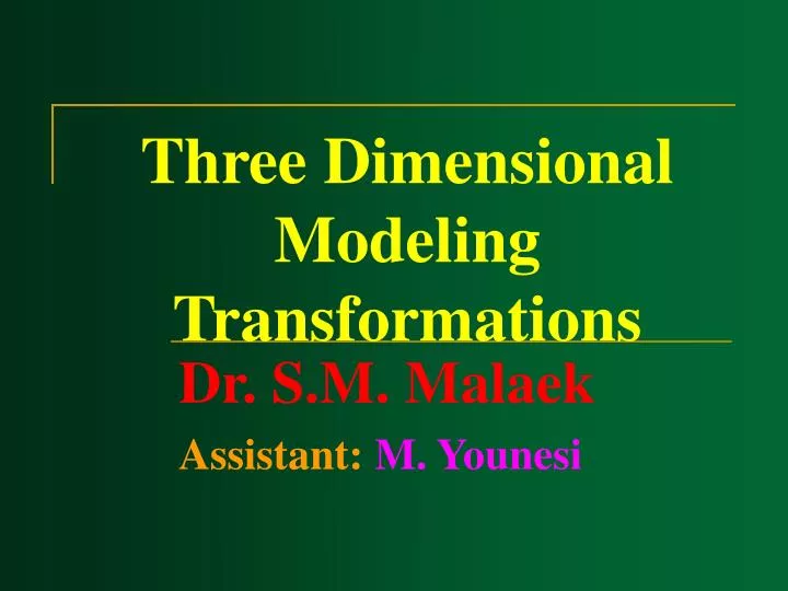 three dimensional modeling transformations