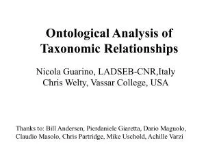 Ontological Analysis of Taxonomic Relationships
