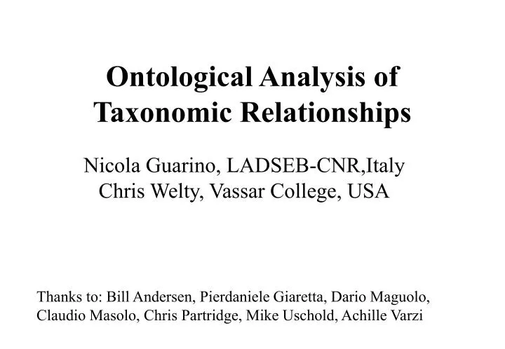 ontological analysis of taxonomic relationships