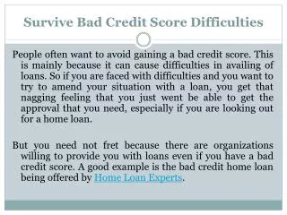 Survive Bad Credit Score Difficulties