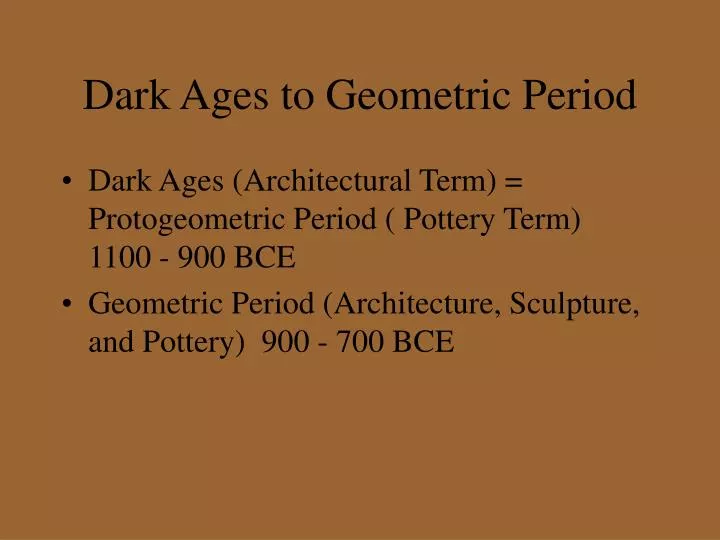 dark ages to geometric period