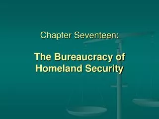 Chapter Seventeen: The Bureaucracy of Homeland Security