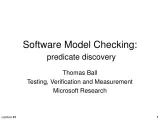 Software Model Checking: predicate discovery