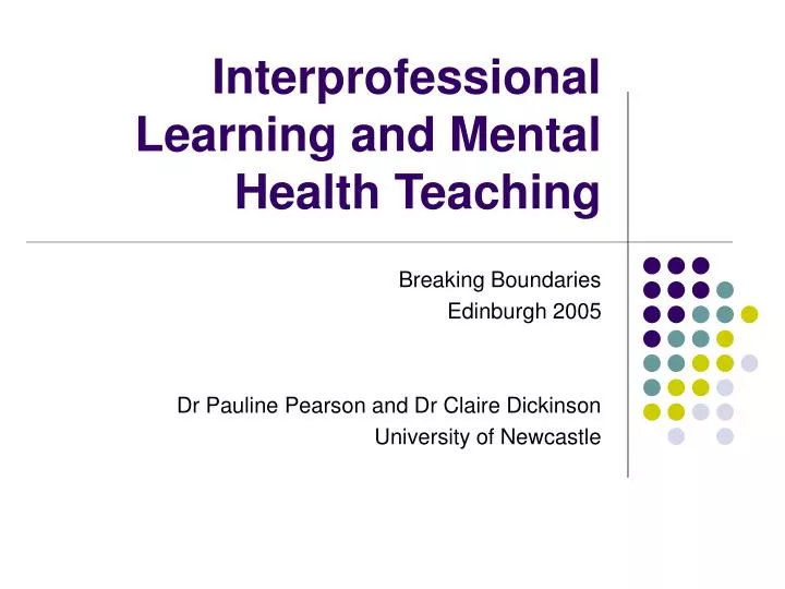 interprofessional learning and mental health teaching