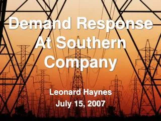 Demand Response At Southern Company