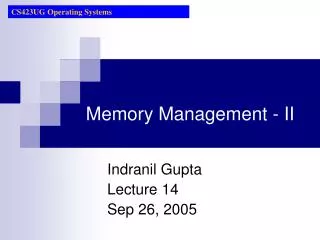 Memory Management - II