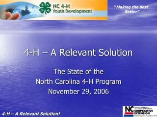 4-H – A Relevant Solution