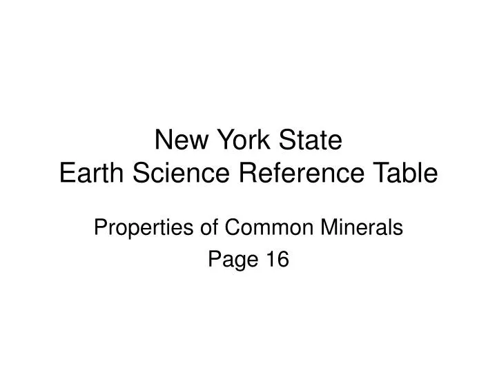 new york state earth science reference table