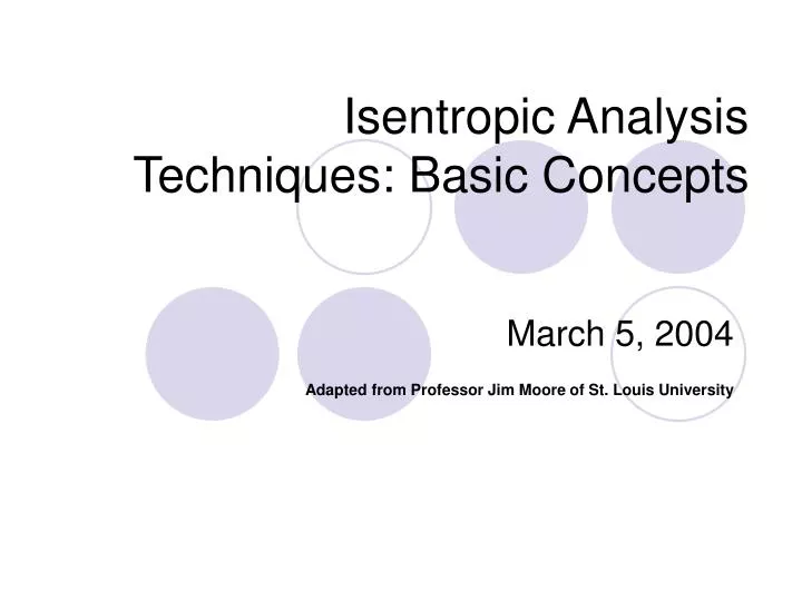 isentropic analysis techniques basic concepts