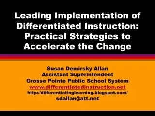 Leading Implementation of Differentiated Instruction: Practical Strategies to Accelerate the Change