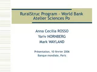 RuralStruc Program - World Bank Atelier Sciences Po