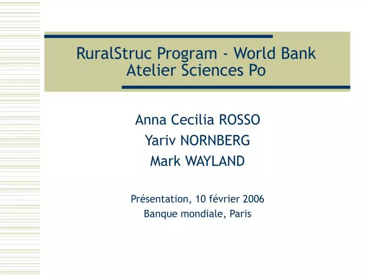 ruralstruc program world bank atelier sciences po