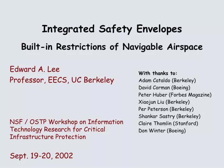 integrated safety envelopes built in restrictions of navigable airspace