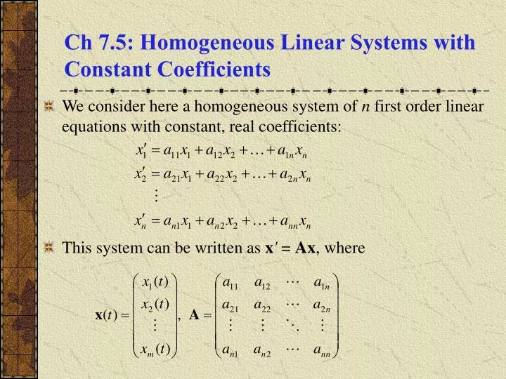 ch 7 5 homogeneous linear systems with constant coefficients