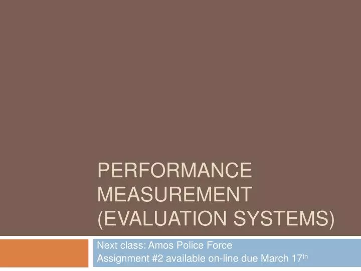 performance measurement evaluation systems