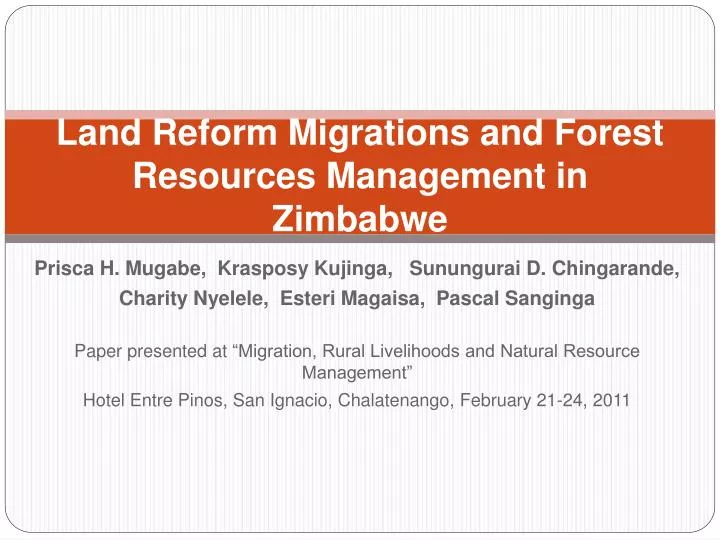 land reform migrations and forest resources management in zimbabwe