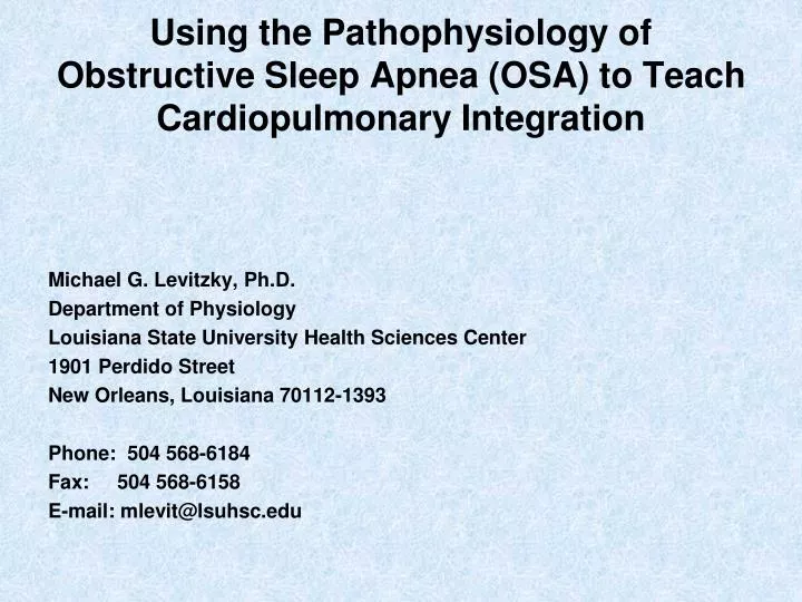 using the pathophysiology of obstructive sleep apnea osa to teach cardiopulmonary integration