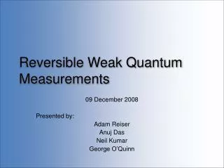 Reversible Weak Quantum Measurements