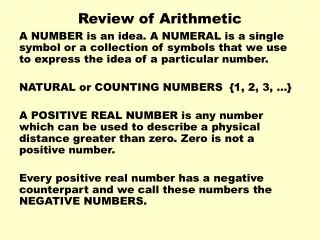 Review of Arithmetic