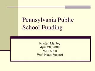 Pennsylvania Public School Funding
