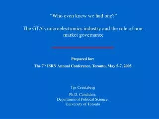 “Who even knew we had one?” The GTA’s microelectronics industry and the role of non-market governance