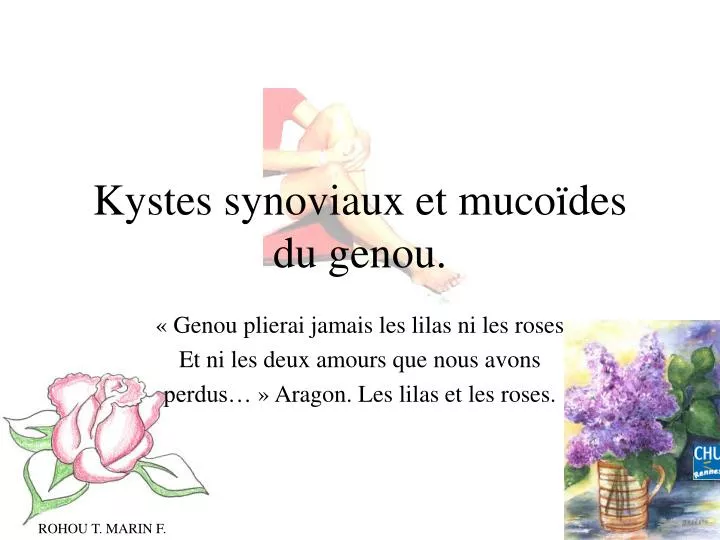 kystes synoviaux et muco des du genou