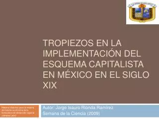 TROPIEZOS EN LA IMPLEMENTACIÓN DEL ESQUEMA CAPITALISTA EN MÉXICO EN EL SIGLO XIX