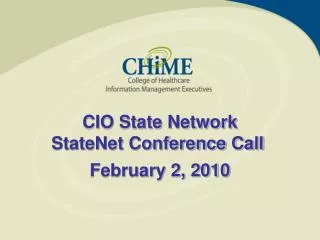 CIO State Network StateNet Conference Call