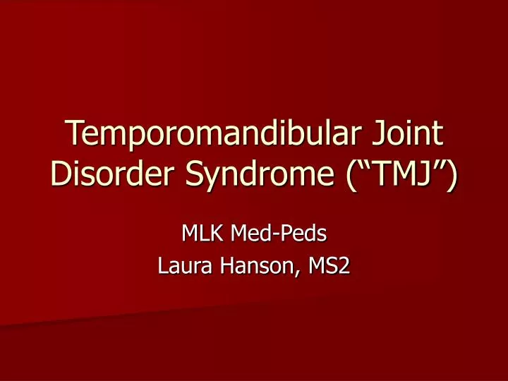 temporomandibular joint disorder syndrome tmj