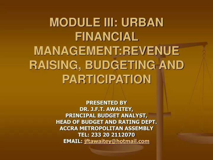 module iii urban financial management revenue raising budgeting and participation