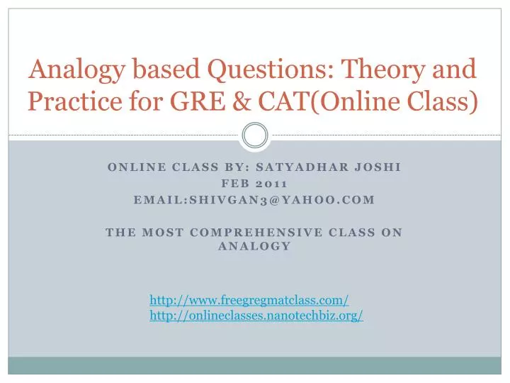 analogy based questions theory and practice for gre cat online class