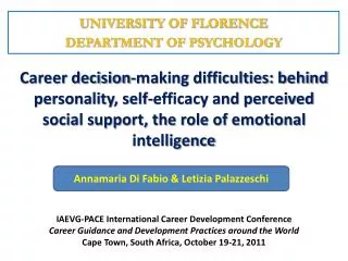 UNIVERSITY OF FLORENCE DEPARTMENT OF PSYCHOLOGY