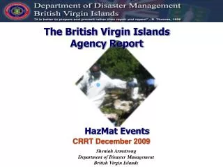 The British Virgin Islands Agency Report