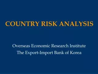 COUNTRY RISK ANALYSIS